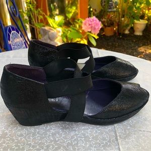 Vaneli Darma Black Peep Toe Wedge